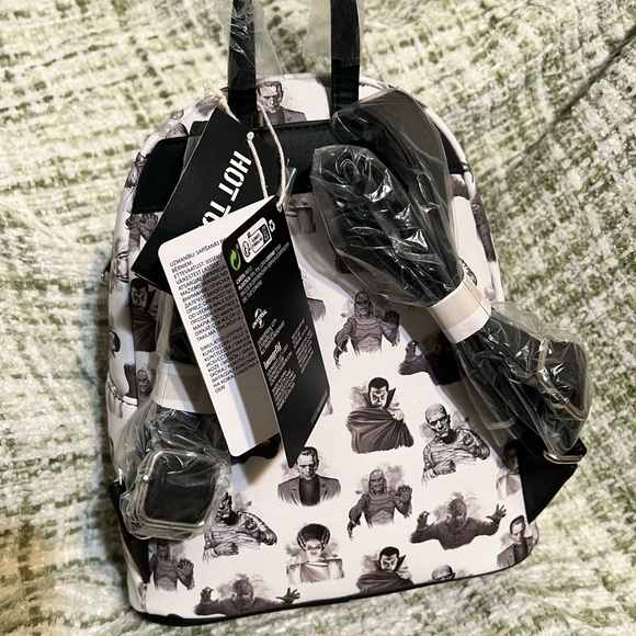 Loungefly Monsters Gray and White Backpack - Picture 2 of 3